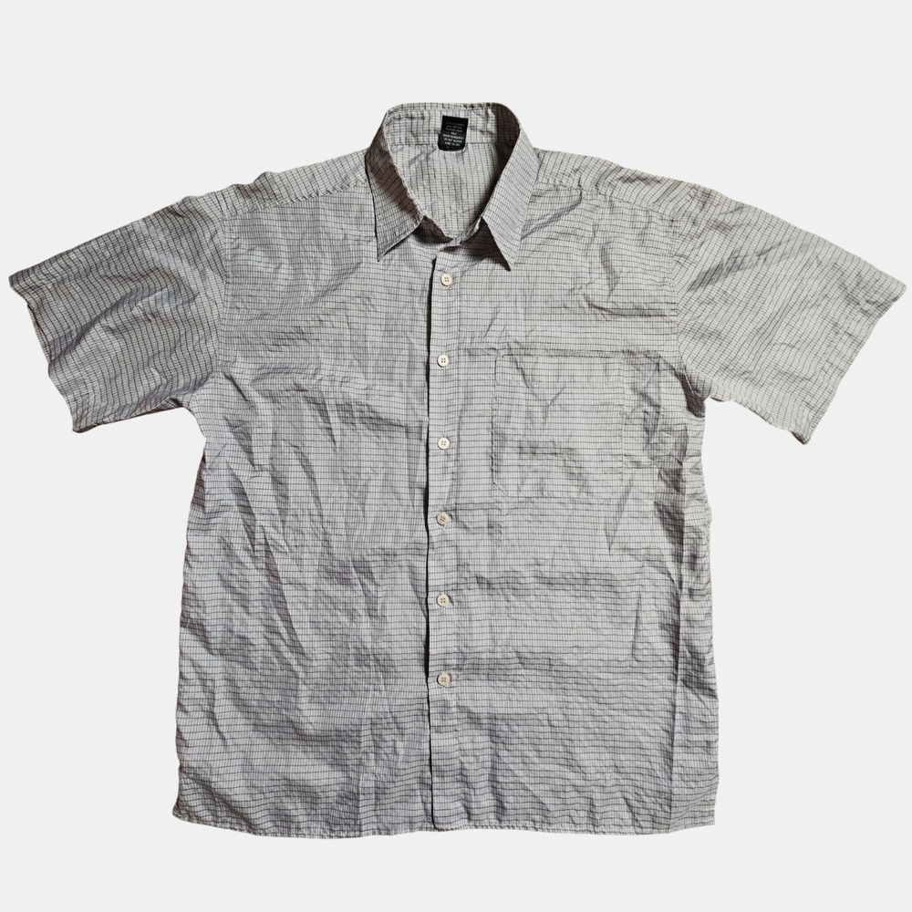 Vintage Claudio Nucci Plaid Grid Short Sleeve‎ Button Up Shirt L Normcore Y2K